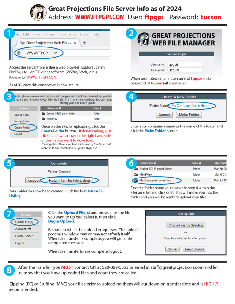 Great Projections FTP Guide